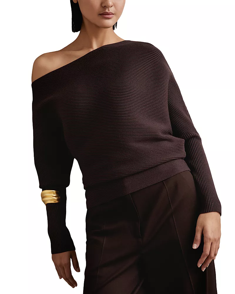 Reiss Lorna Drape Knitted Top