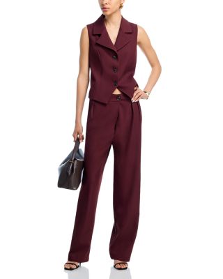 AQUA - Notched Collar Vest & Asymmetrical Suit Pant - Exclusive