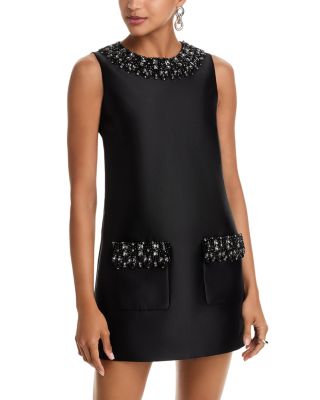 Taffeta Embellished Trim Mini Dress