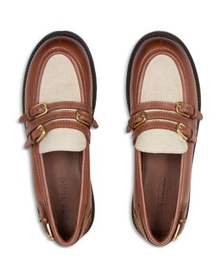 Women&#39;s Shiny Leather Buckled Loafers