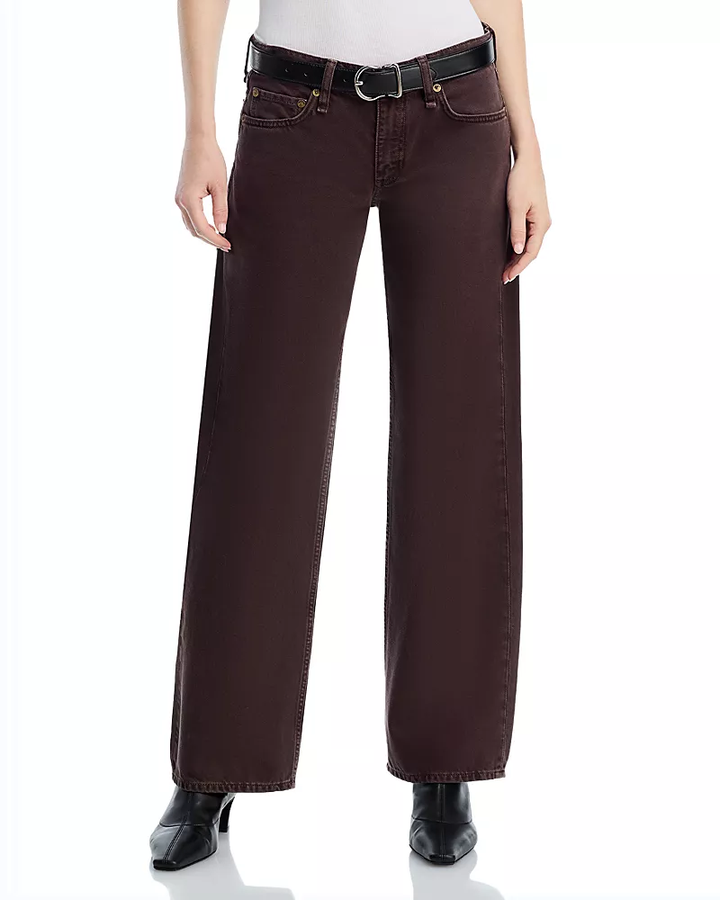 rag & bone Saige High Rise Relaxed Straight Jeans in Dark Brown