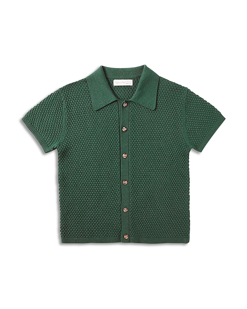 Rylee + Cru Boys' Aiden Textured Knit Button Front Polo - Little Kid In Green