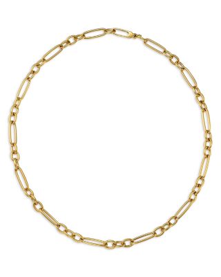 18K Yellow Gold Figaro Link Chain Necklace, 18"