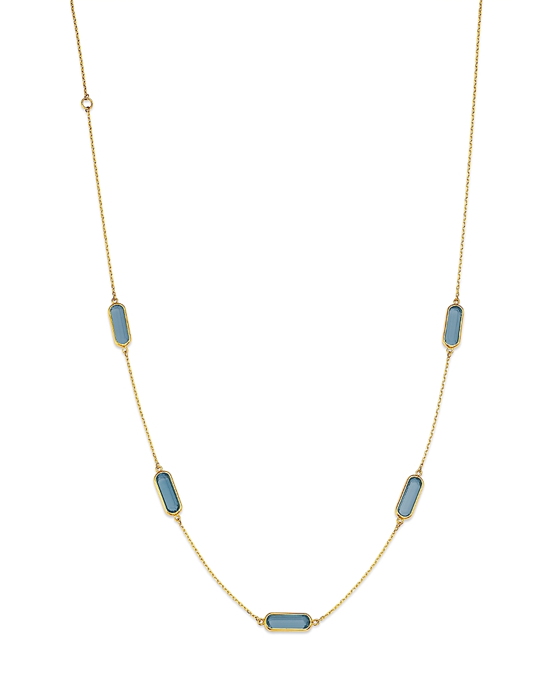 Bloomingdale's Fine Collection Blue Topaz Station Necklace in 14K Yellow Gold, 16