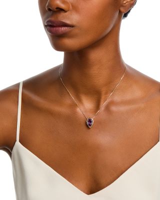 Amethyst Pear Pendant Necklace in 14K Yellow Gold, 16-18"