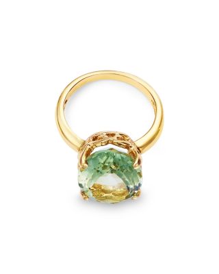 Oval Cut Prasiolite Ring in 14K Yellow Gold