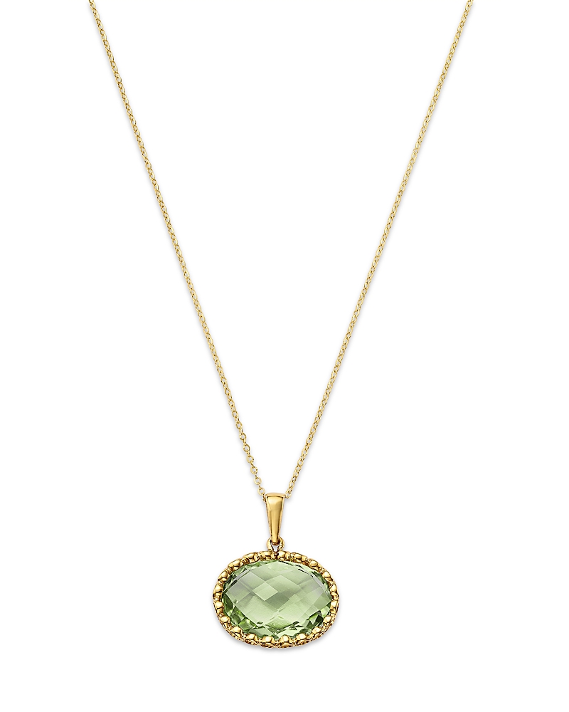 Bloomingdale's Fine Collection Prasiolite Oval Bezel Pendant Necklace in 14K Yellow Gold, 16