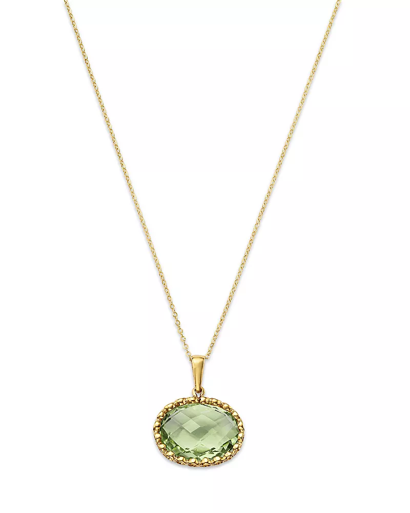 Bloomingdale's Fine Collection Prasiolite Oval Bezel Pendant Necklace in 14K Yellow Gold, 16