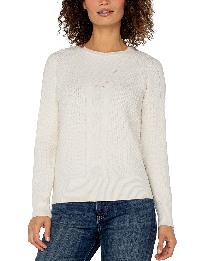 Liverpool Los Angeles Cable Knit Sweater In White