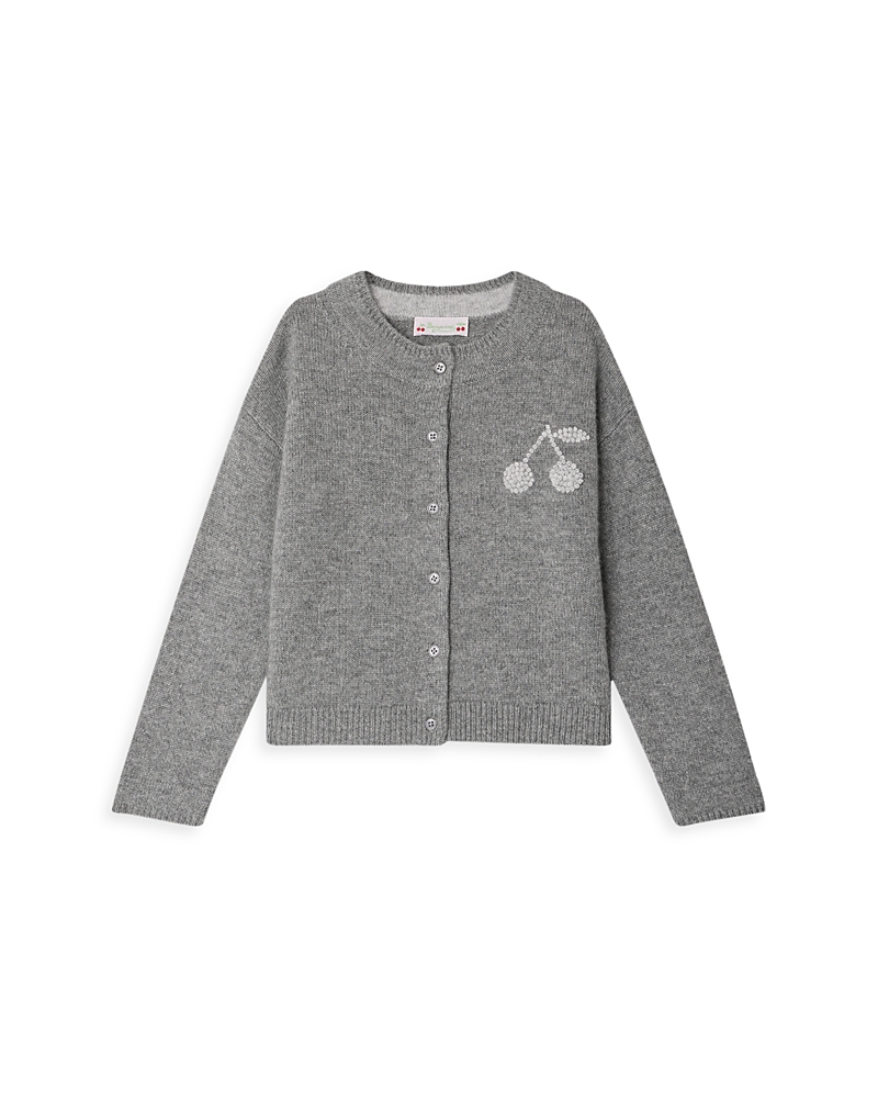 Bonpoint Girls' Cherry Embroidered Cardigan Sweater - Little Kid, Big Kid