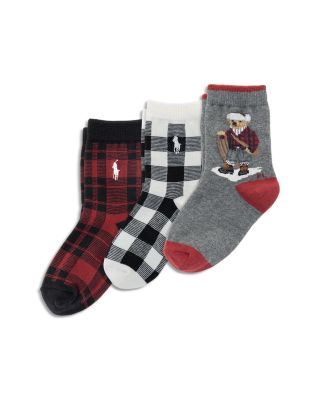Unisex Holiday Sled Bear Socks, Pack of 3 - Baby