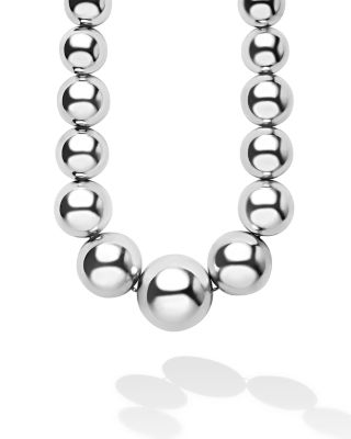 Sterling Silver Caviar Bubbly Graduated Bead Collar Necklace, 18"