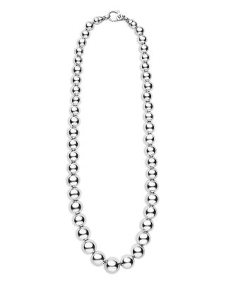 Sterling Silver Caviar Bubbly Graduated Bead Collar Necklace, 18"