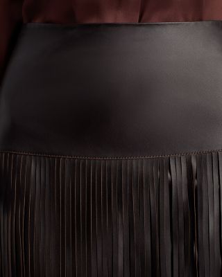 Monte Leather Fringe Skirt