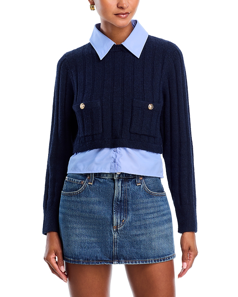 French Connection Ellie Collar Layered Sweater In Burgundy