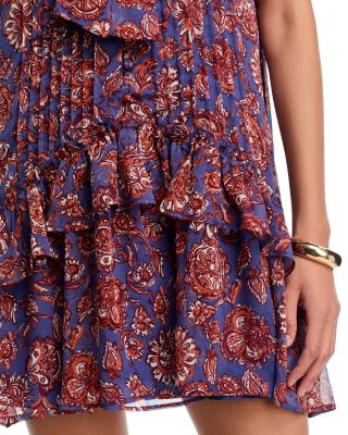 Printed Tie Neck Ruffle Dress - Exclusive