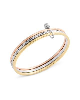 Signature Safety Pin Safety Pin Bangle Bracelets, Set of 3