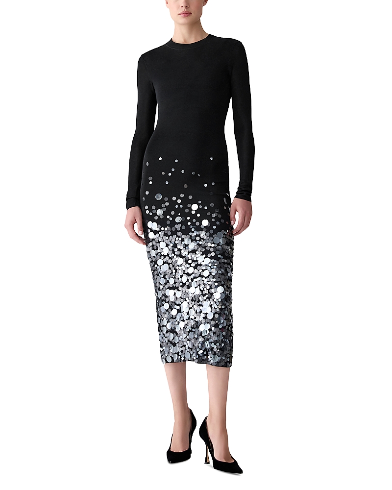 Carolina Herrera Embellished Round Neck Dress In Black