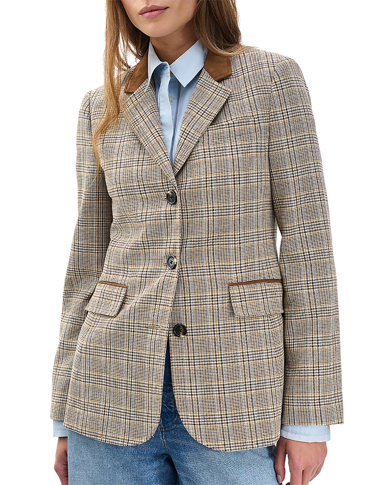 Rag & Bone Evia Plaid Wool Blend Blazer In Neutral