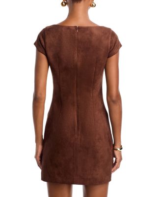 Faux Suede Cap Sleeve Shift Dress - Exclusive