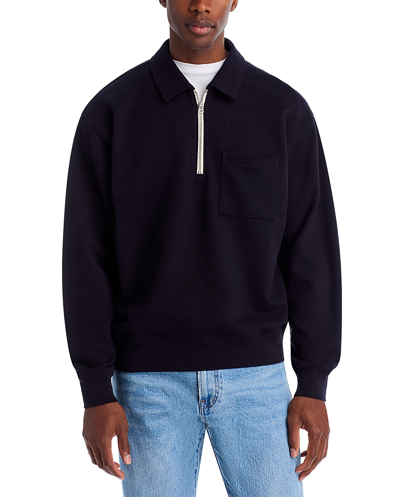 Madewell The Mccarren Midweight Quarter Zip Sweatshirt In Blue