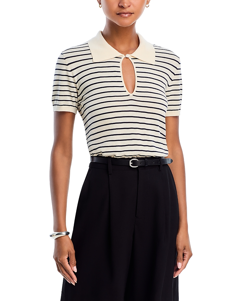Frame The Keyhole Stripe Polo In Multi