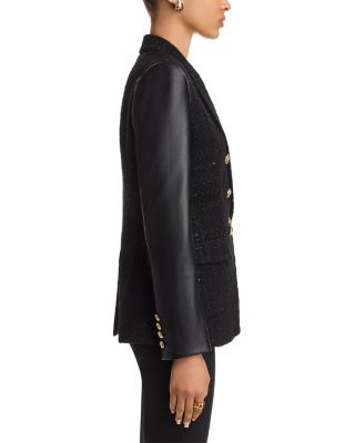 Emilio Faux Leather Tweed Blazer