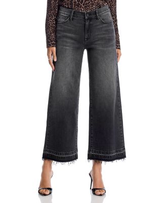 Rafaella Cropped Wide Leg Jeans in Washed Black