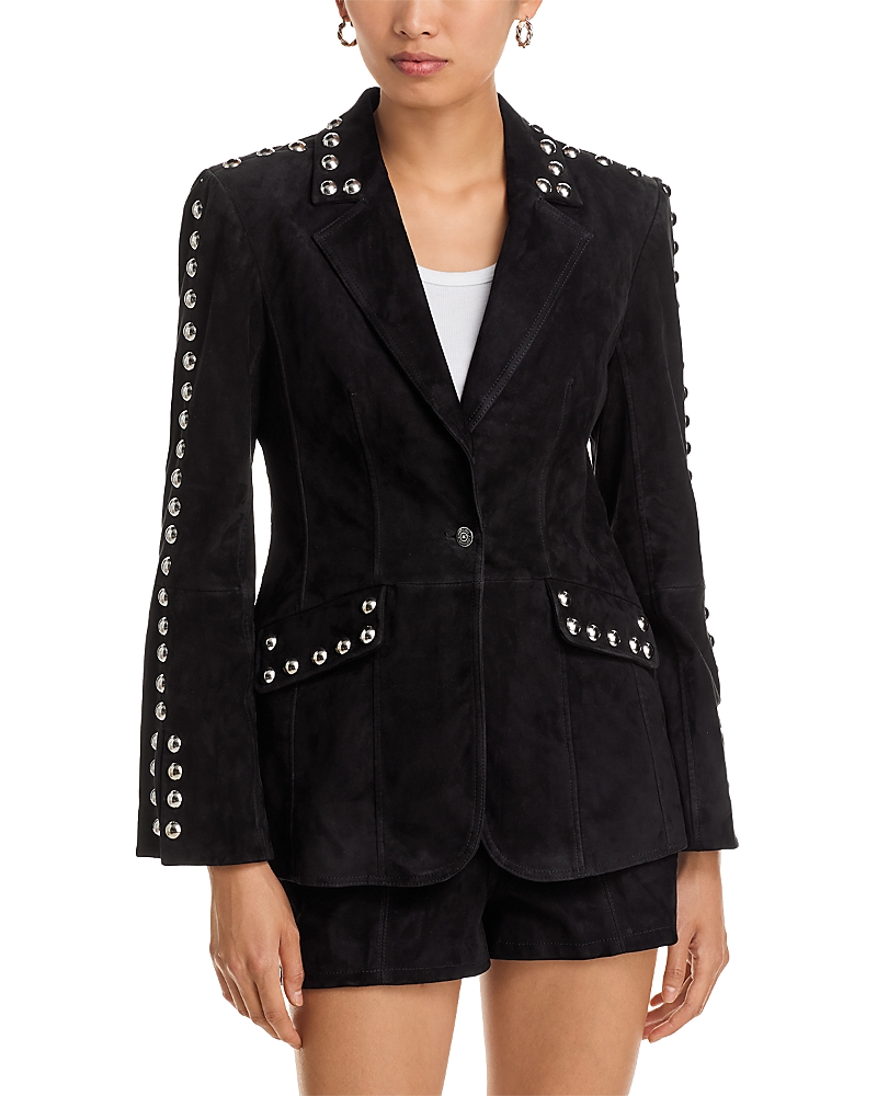 Cinq À Sept Cinq A Sept Studded Suede Milly Jacket In Black