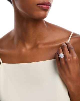 Certified Lab Grown Diamond Oval Halo Engagement Ring in 18K White Gold, 6.0 tcw