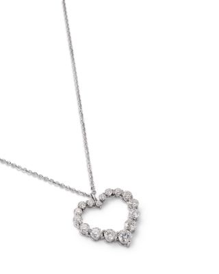 Certified Lab Grown Diamond Heart Pendant Necklace in 14K White Gold, 2.0 tcw
