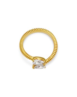 Certified Lab Grown Diamond Pear Bypass Ring in 14K Yellow Gold, 1.0 tcw