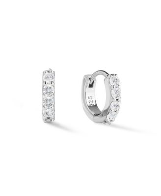  Suzanne Sterling Silver and Cubic Zirconia Huggie Hoop Earrings