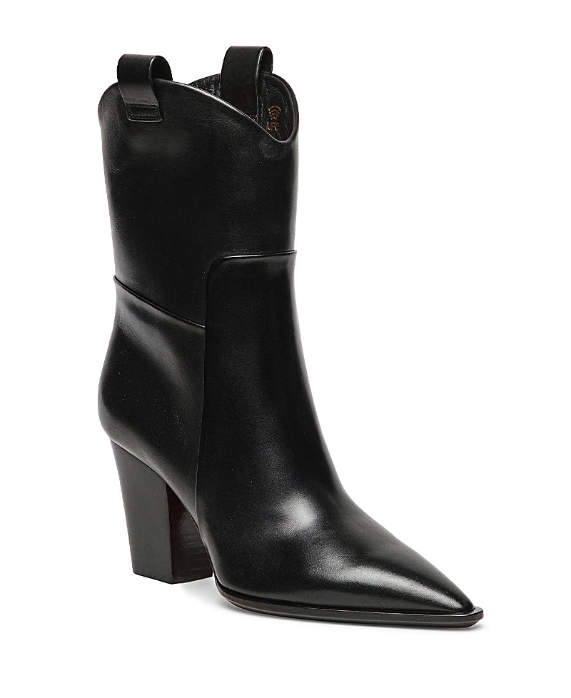 Santoni Leather Texan Ankle Boot In Black