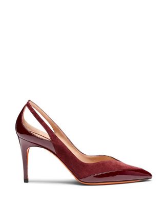 Women's Patent Leather and Suede High-Heel Pumps