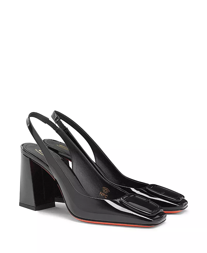 Santoni Women's Patent Leather High-Heel Slingback Pumps