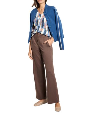 Brushstroke Waffle V Neck Sweater