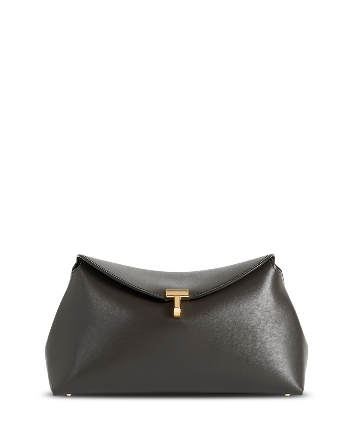 T-Lock Smooth-Leather Convertible Clutch in Bark