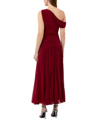 Reece Asymmetric Off-The-Shoulder Godets Midi Dress