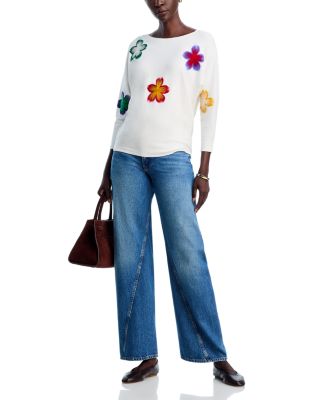 Floral Embroidered Dolman Sleeve Sweater