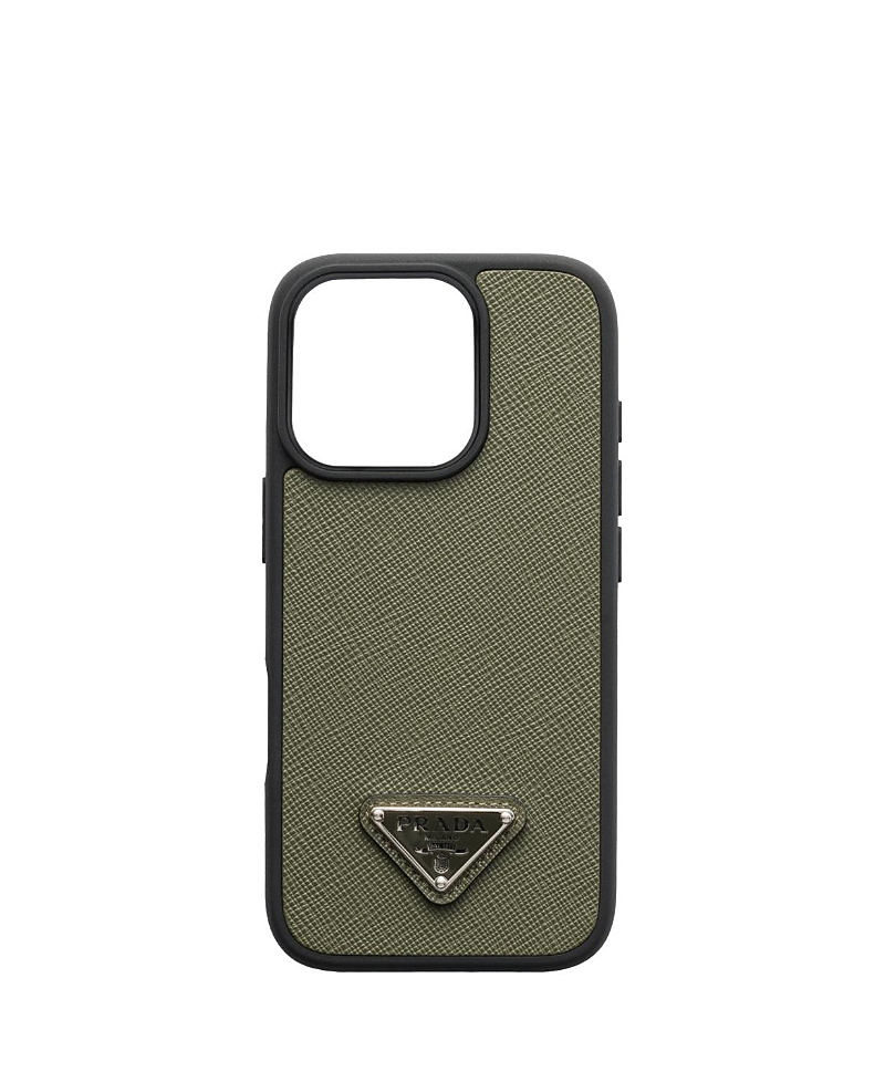 Prada Saffiano Leather Case For Iphone 16 Pro In Neutral