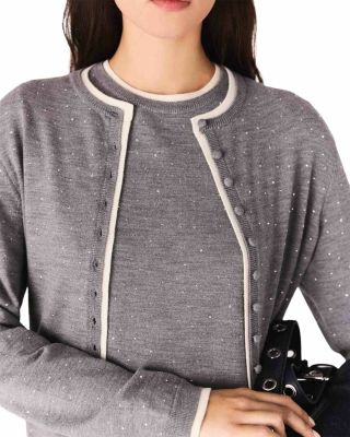 Wool Cardigan with Rhinestones