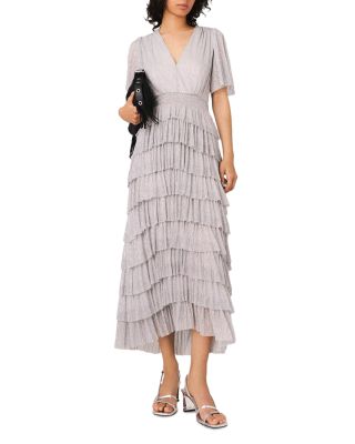 Metallic Ruffled Midi Dress