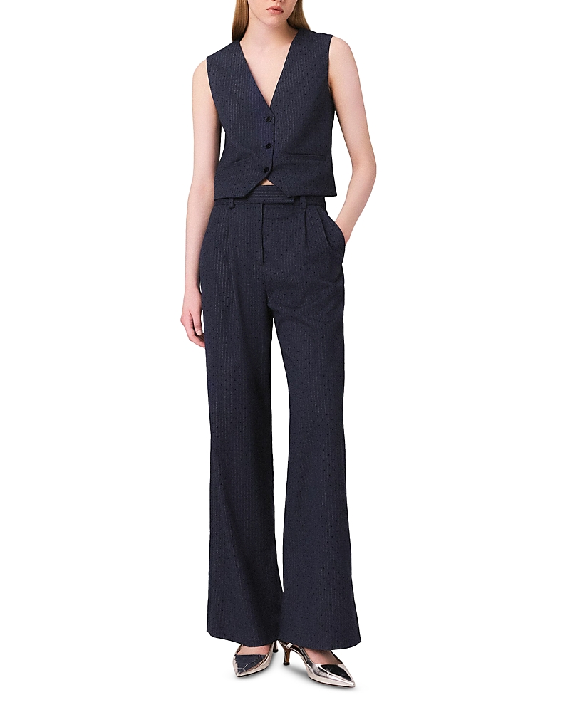 Maje Rhinestone Pinstripe Pants