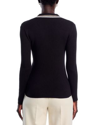 Long Sleeve Collar Rib Pullover Sweater