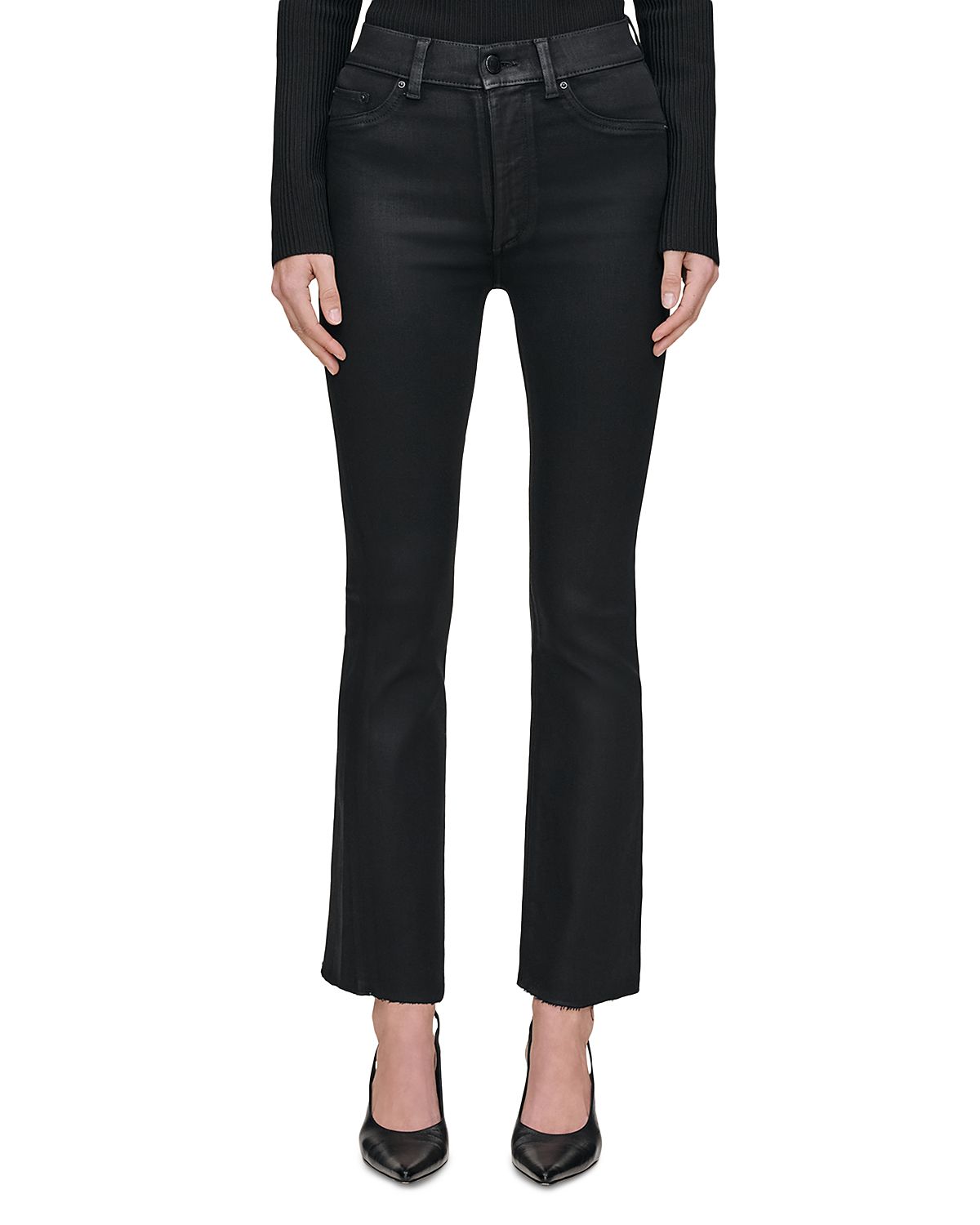 DL1961 Bridget Boot High Rise Instasculpt Coated Ankle Jeans