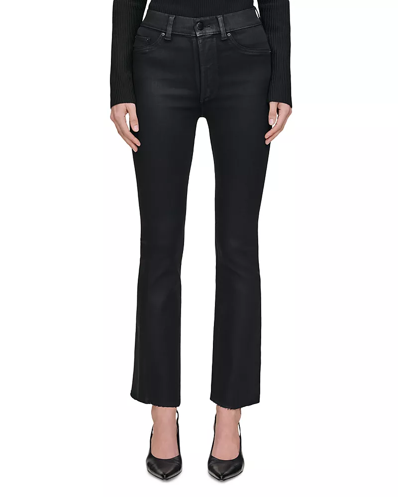 DL1961 Bridget Boot High Rise Instasculpt Coated Ankle Jeans in Black Coated