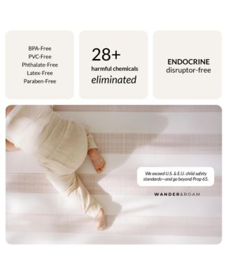  Reversible Baby PlayMat - Emerson Ikat + Jack Stripe Design – Soft, Non-Toxic Foam – Waterproof, Easy to Clean