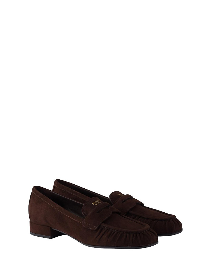 Prada Suede Loafers In Brown