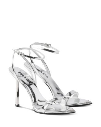 Prada Women's Metallic Leather High-Heeled Sandals | Bloomingdale's